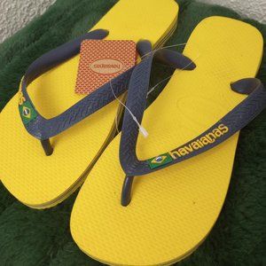 Yellow Havaiana's Brazil flip flops sz 37-38